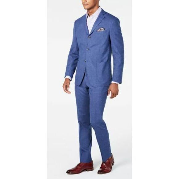 Tallia Men's Orange Slim Fit Blue Melange Suit Pants Size 37 New with Tags